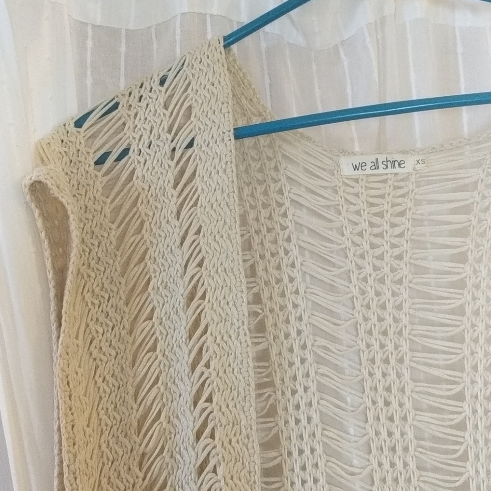 Boho long knit vest with tassel fringe
